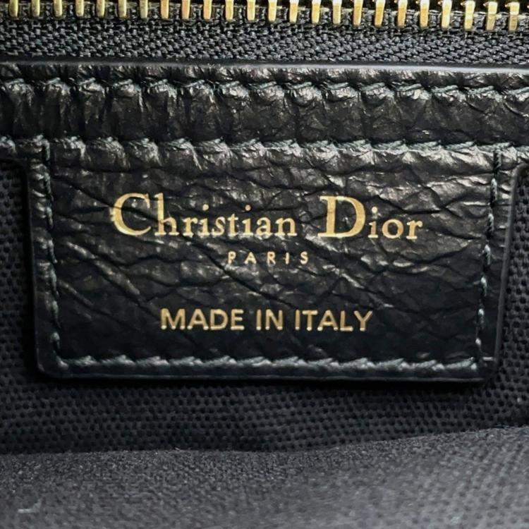 Pre Owned Christian Dior Grand Tour Handbag Crinkled Calfskin Leather Black