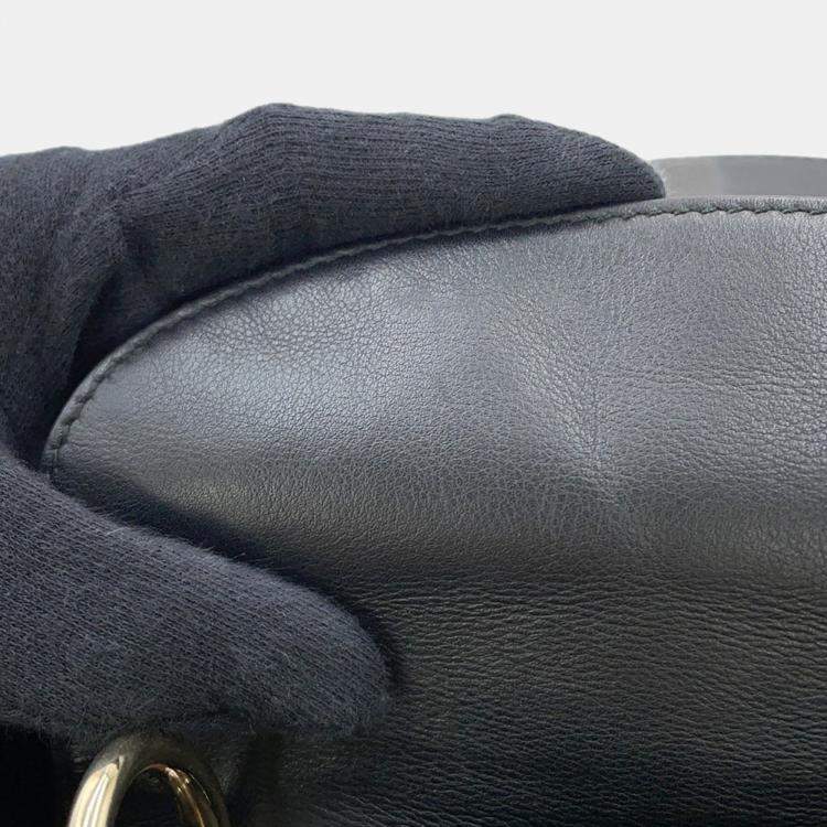 Pre Owned Christian Dior Lady Heart Print Mini Leather Handbag Black