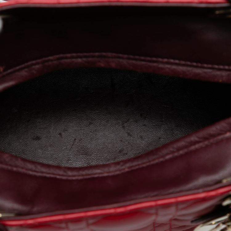 Pre Owned Dior Red Medium Tricolor Lambskin Cannage Lady Dior