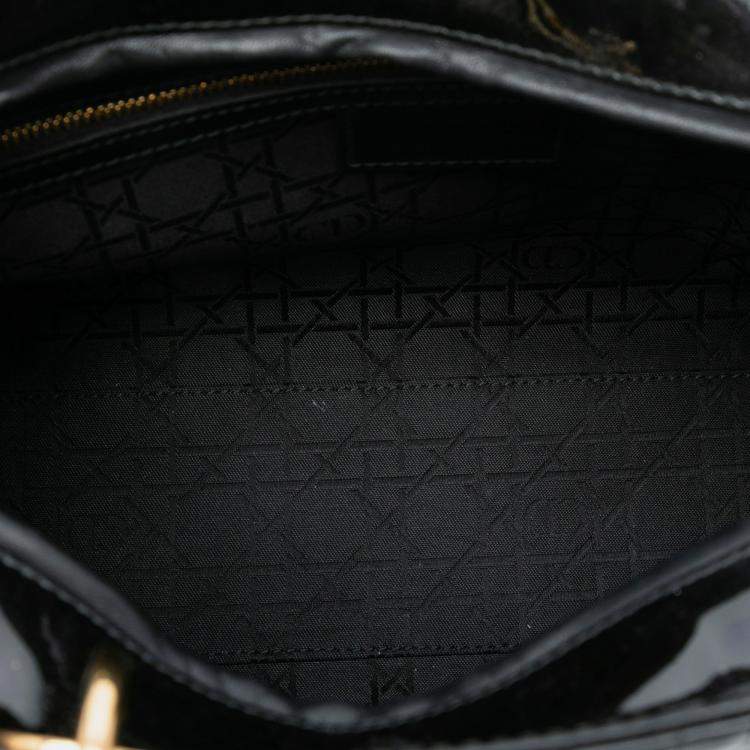 Pre Owned Dior Black Large Patent Cannage Lady Dior