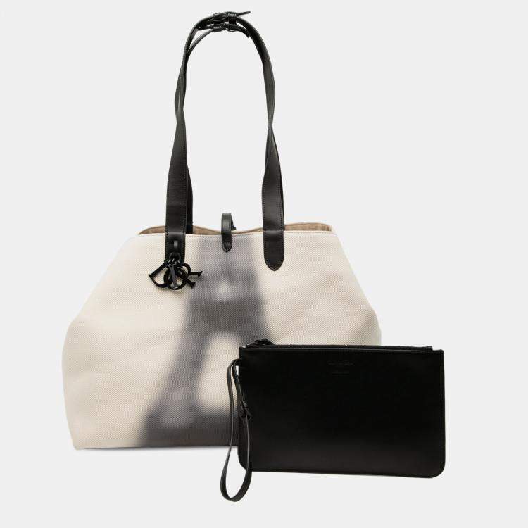 Pre Owned Dior White Large Canvas Eiffel Tower Toujours Tote