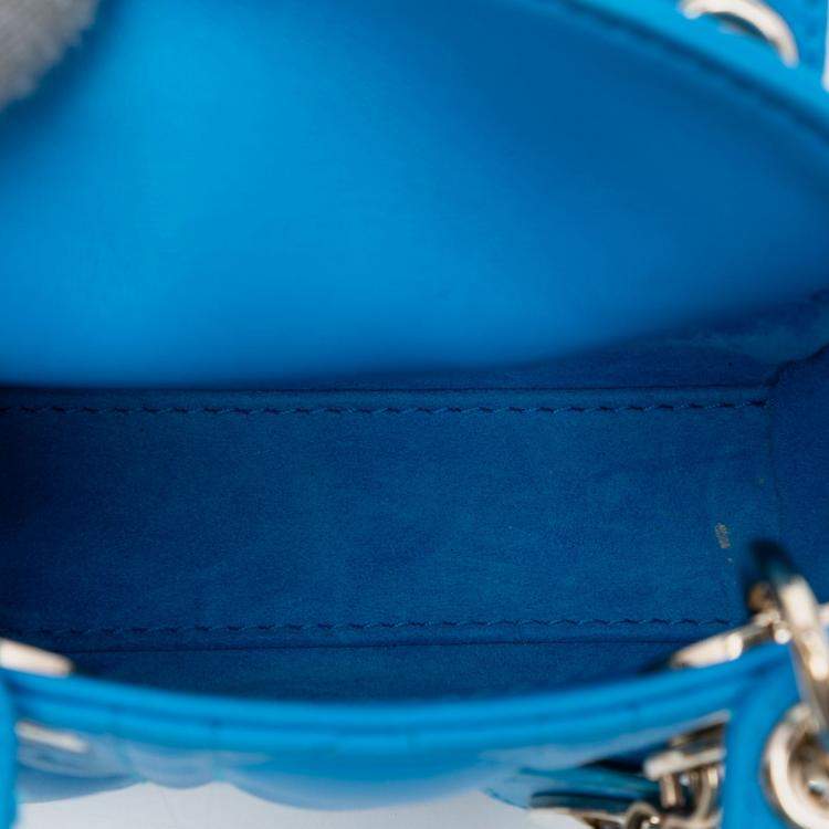 Pre Owned Dior Blue Micro Lambskin Cannage Lady Dior