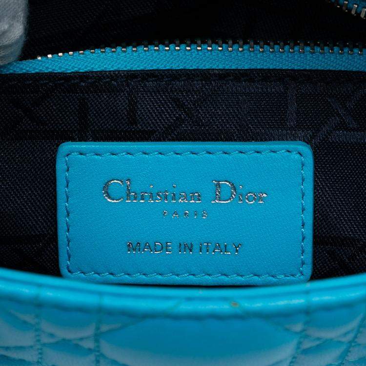 Pre Owned Dior Blue Mini Lambskin Cannage Lady Dior