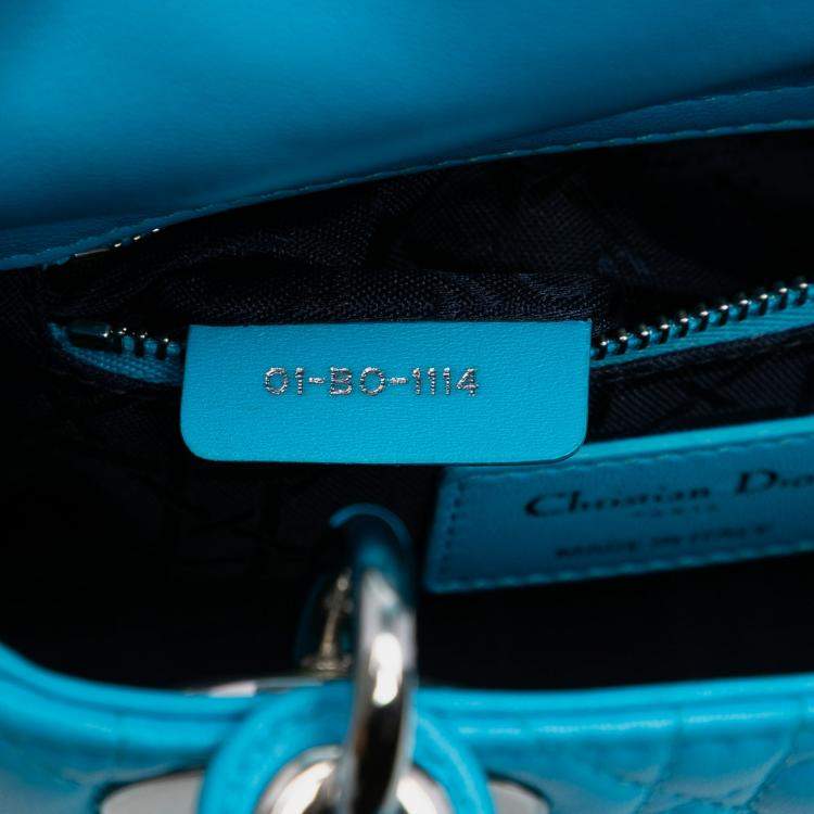 Pre Owned Dior Blue Mini Lambskin Cannage Lady Dior