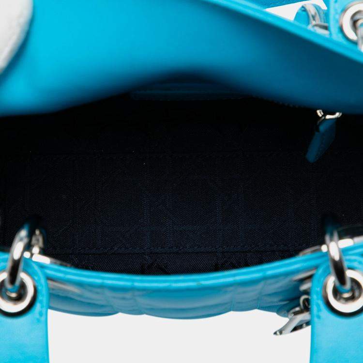 Pre Owned Dior Blue Mini Lambskin Cannage Lady Dior