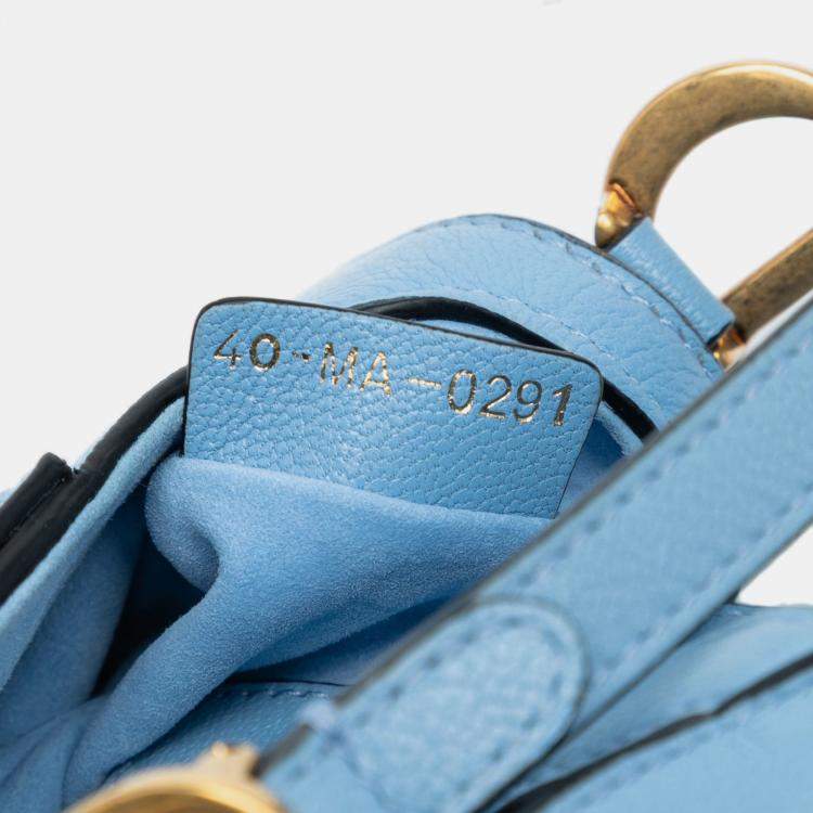 Pre Owned Dior Blue Micro Goatskin Saddle Bag