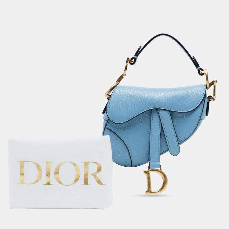 Pre Owned Dior Blue Micro Goatskin Saddle Bag