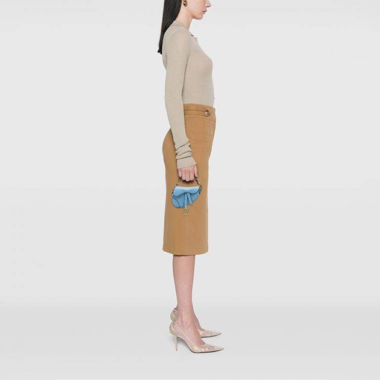 Pre Owned Dior Blue Micro Goatskin Saddle Bag