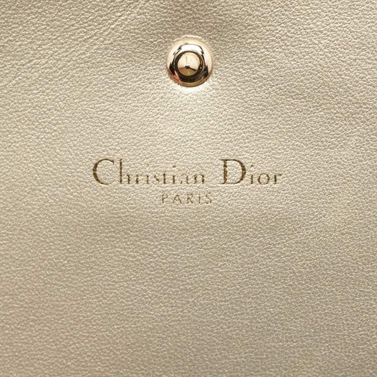 Pre Owned Dior Diorama Gold Leather Wallet On Chain