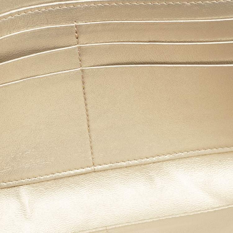 Pre Owned Dior Diorama Gold Leather Wallet On Chain