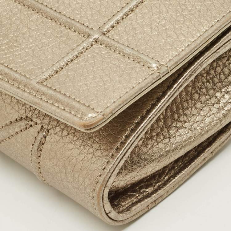 Pre Owned Dior Diorama Gold Leather Wallet On Chain