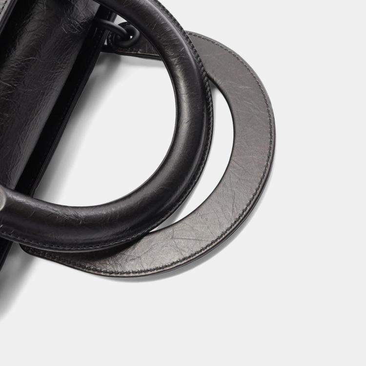 Pre Owned Christian Dior Dior Lady Handbag Leather Black