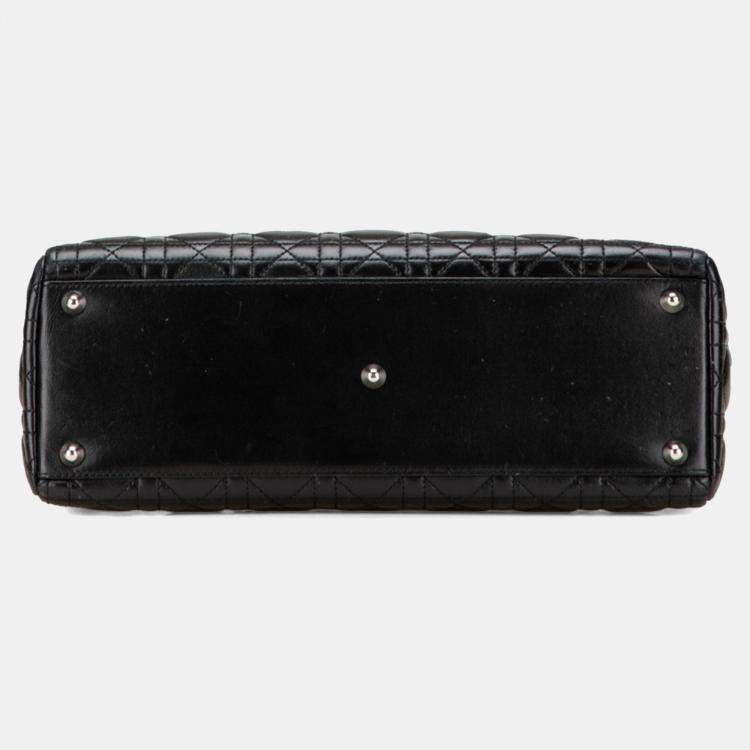 مملوكة مسبقًا Christian Dior Dior Cannage Lady Large Handbag/Shoulder Bag 2-Way Black Lambskin