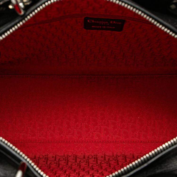 مملوكة مسبقًا Christian Dior Dior Cannage Lady Large Handbag/Shoulder Bag 2-Way Black Lambskin