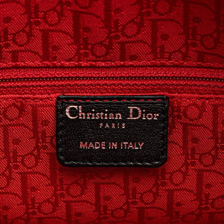 مملوكة مسبقًا Christian Dior Dior Cannage Lady Large Handbag/Shoulder Bag 2-Way Black Lambskin