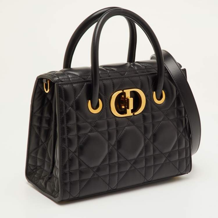 Pre Owned Dior St Honoré Medium Black Cannage Leather Tote