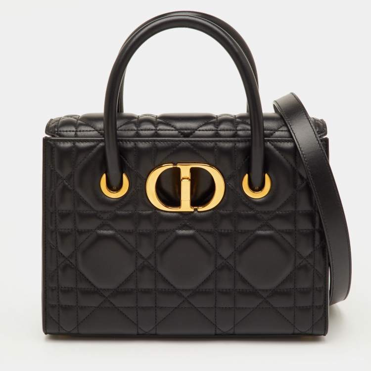 Pre Owned Dior St Honoré Medium Black Cannage Leather Tote