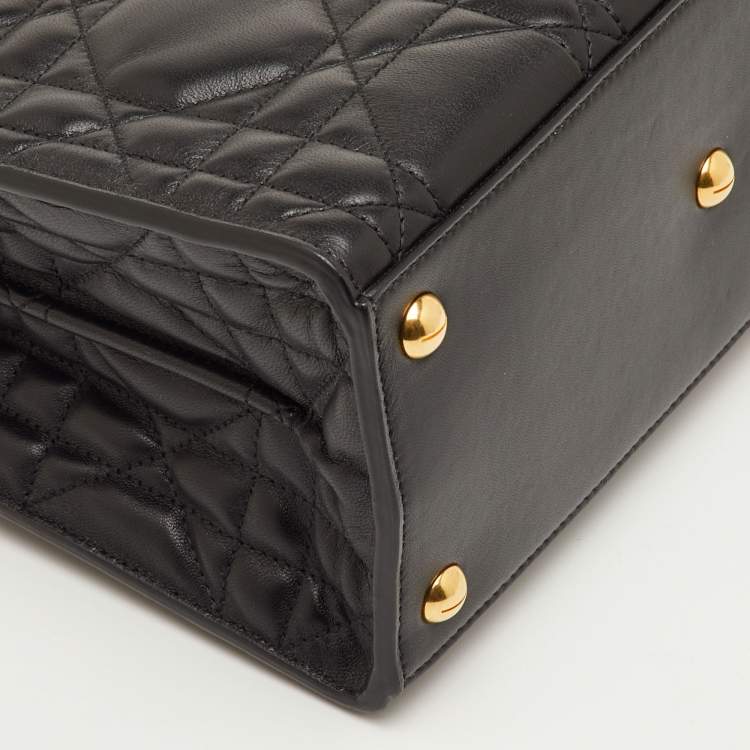 Pre Owned Dior St Honoré Medium Black Cannage Leather Tote