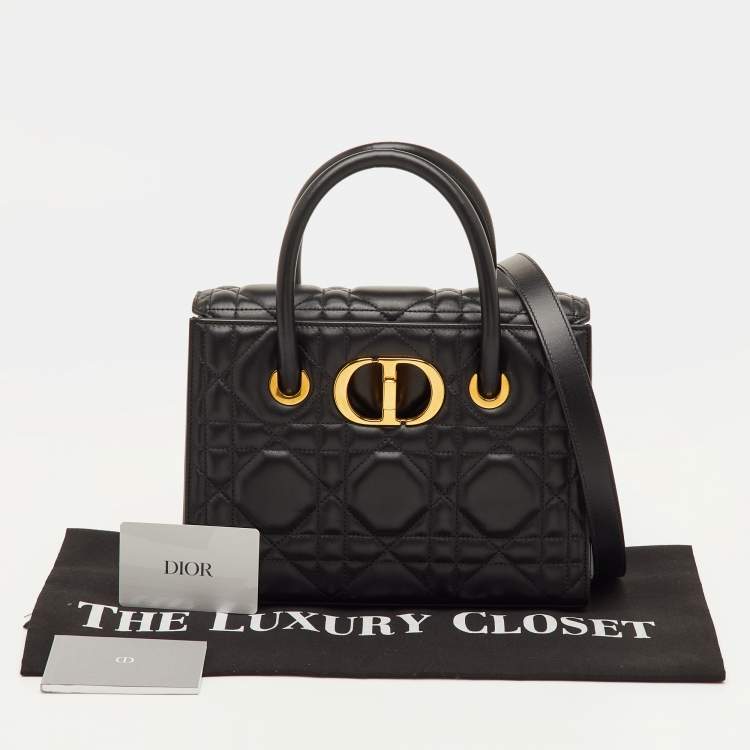 Pre Owned Dior St Honoré Medium Black Cannage Leather Tote