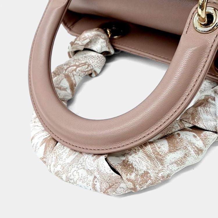 Pre Owned Dior Pink Leather Cannage Lady Bag Medium