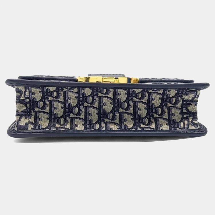 Pre Owned Dior Beige Blue Fabric Oblique 30 Montaigne Bag