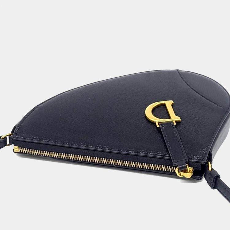 مملوكة مسبقًا Dior Black Leather Saddle Shoulder Pouch