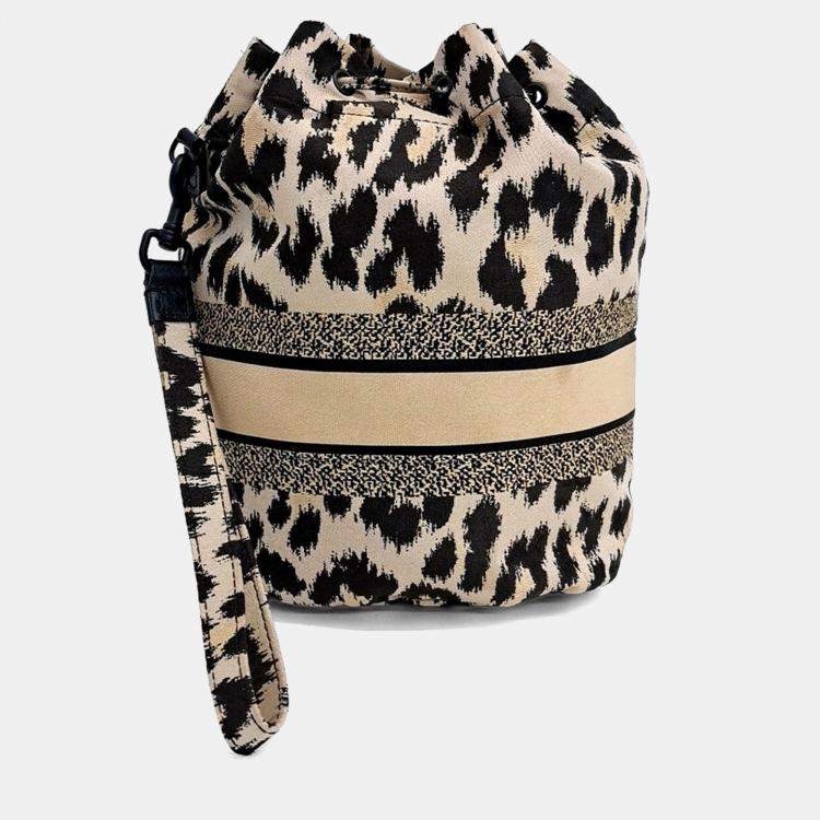 Pre Owned Dior Black Brown Fabric Travel Pouch