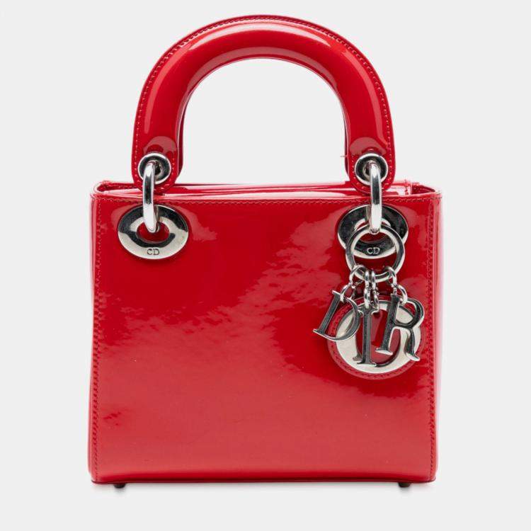 Pre Owned Dior Red Mini Patent Lady Dior