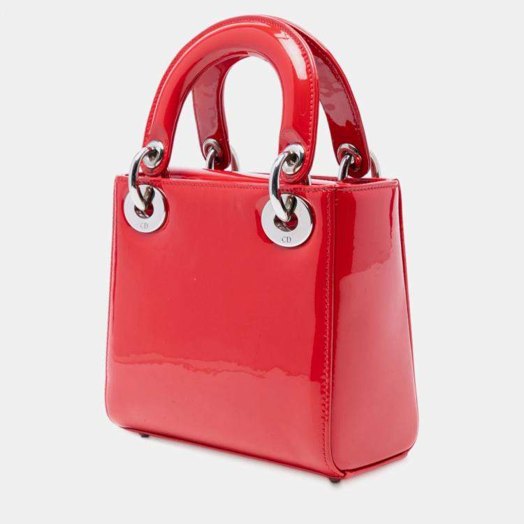 Pre Owned Dior Red Mini Patent Lady Dior