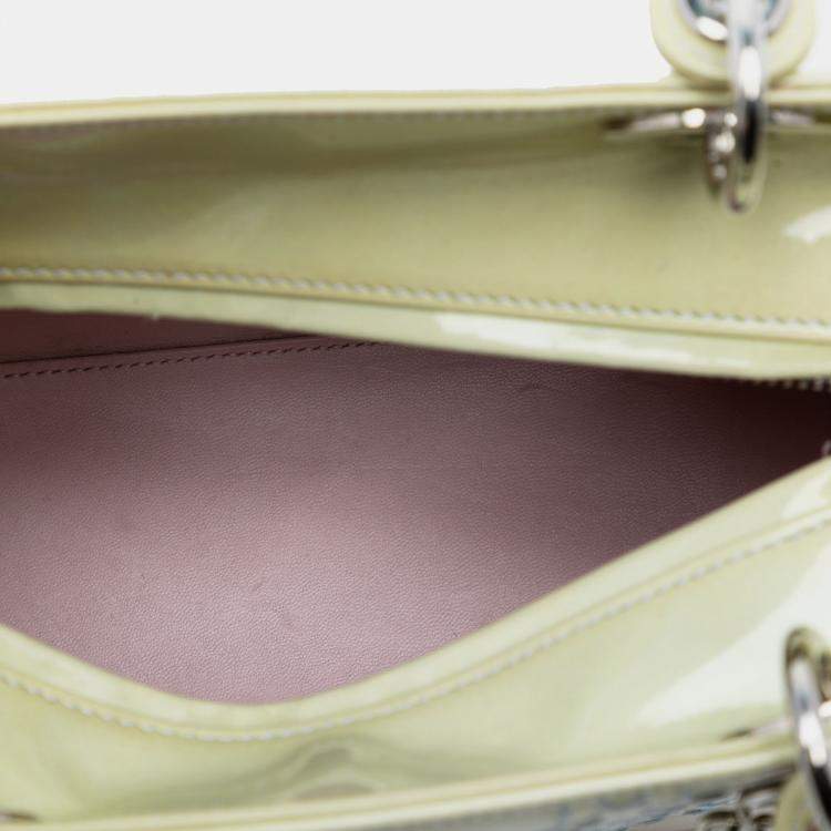 Pre Owned Dior Green Medium Ombre Patent Cannage Lady Dior
