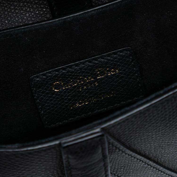 Pre Owned Dior Black Mini Grained Calfskin Saddle Bag