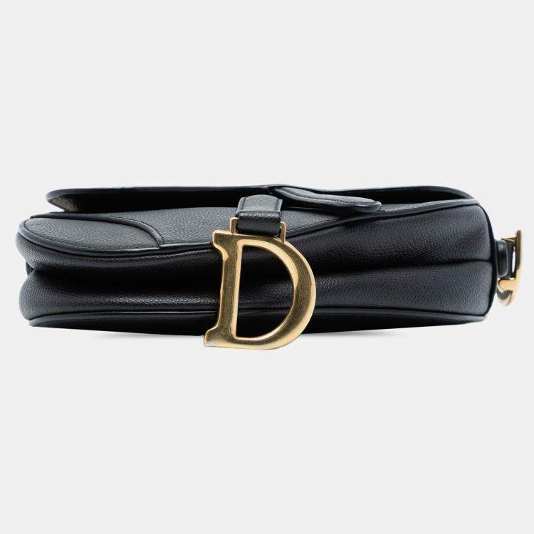 Pre Owned Dior Black Mini Grained Calfskin Saddle Bag