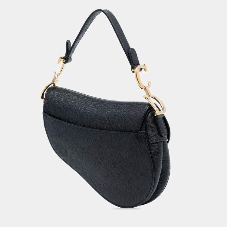 Pre Owned Dior Black Mini Grained Calfskin Saddle Bag