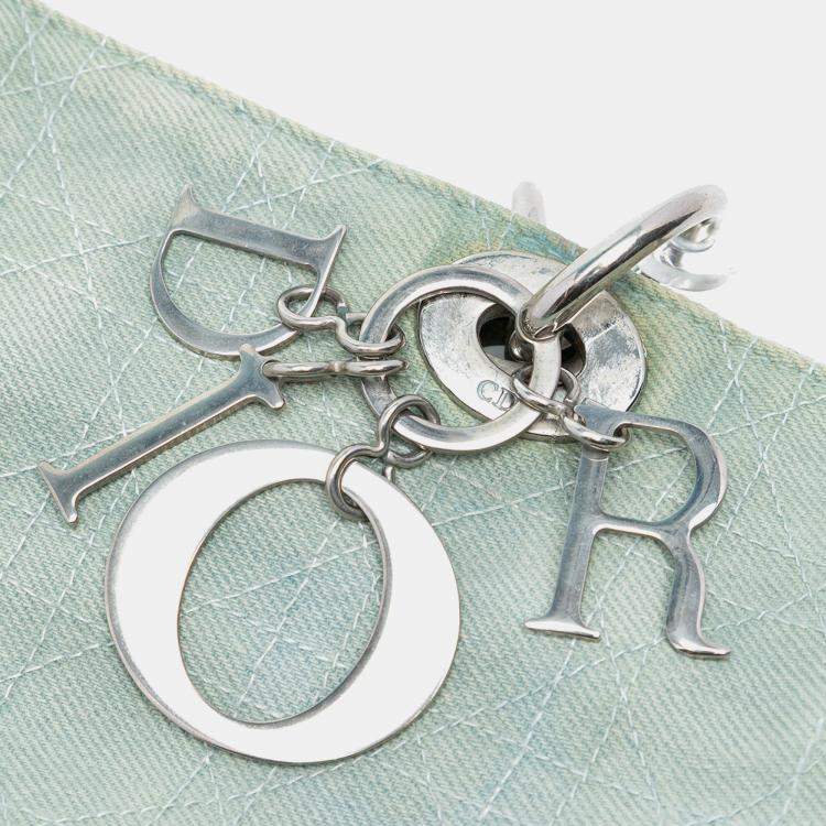 Pre Owned Dior Blue Large Denim Cannage Acrylic Handles Lady Dior