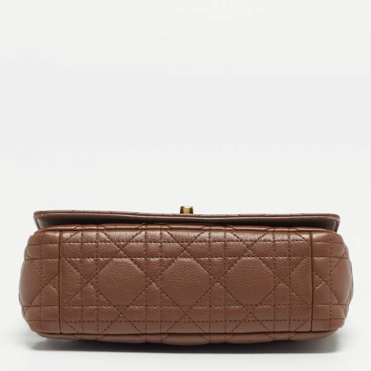 Pre Owned Dior Caro Small Brown Cannage Leather Shoulder Bag