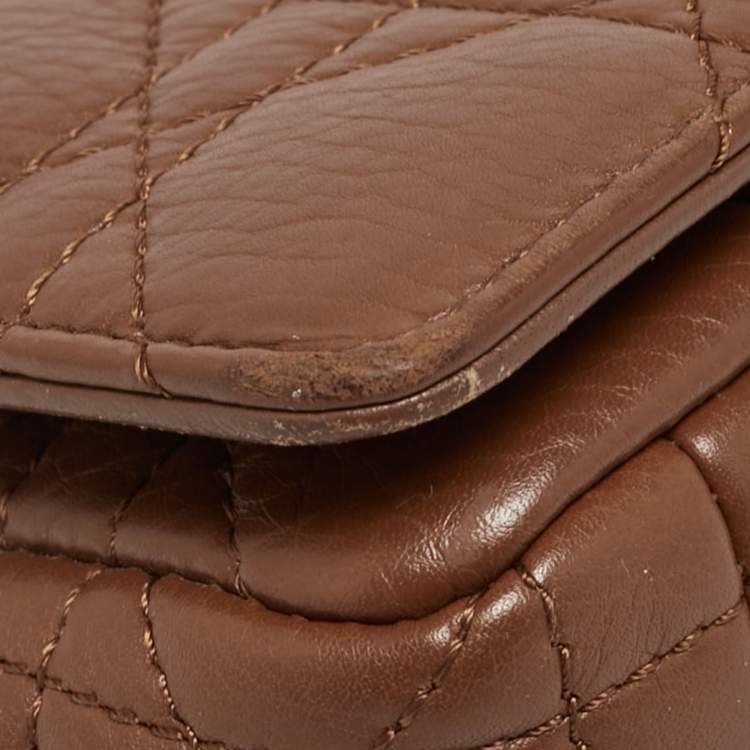 Pre Owned Dior Caro Small Brown Cannage Leather Shoulder Bag