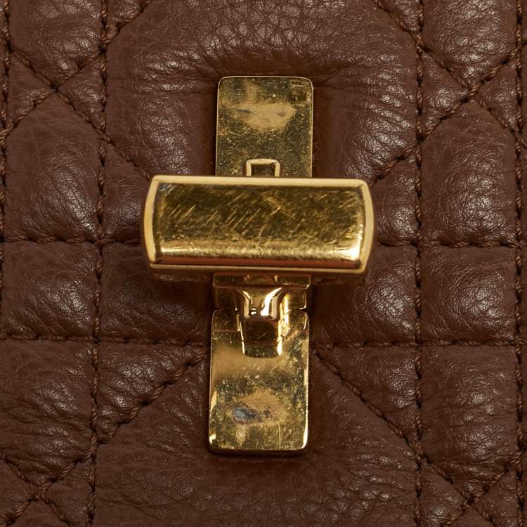 Pre Owned Dior Caro Small Brown Cannage Leather Shoulder Bag