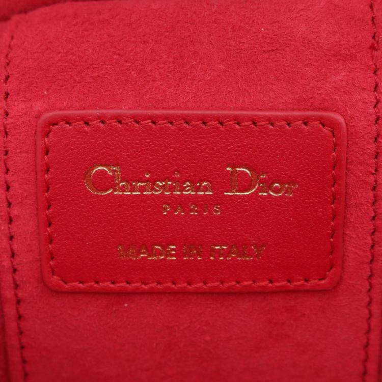 مملوكة مسبقًا Dior Lady Dior Micro Cannage Red Leather Vanity Shoulder Bag
