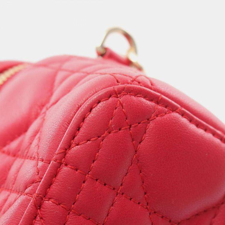 مملوكة مسبقًا Dior Lady Dior Micro Cannage Red Leather Vanity Shoulder Bag