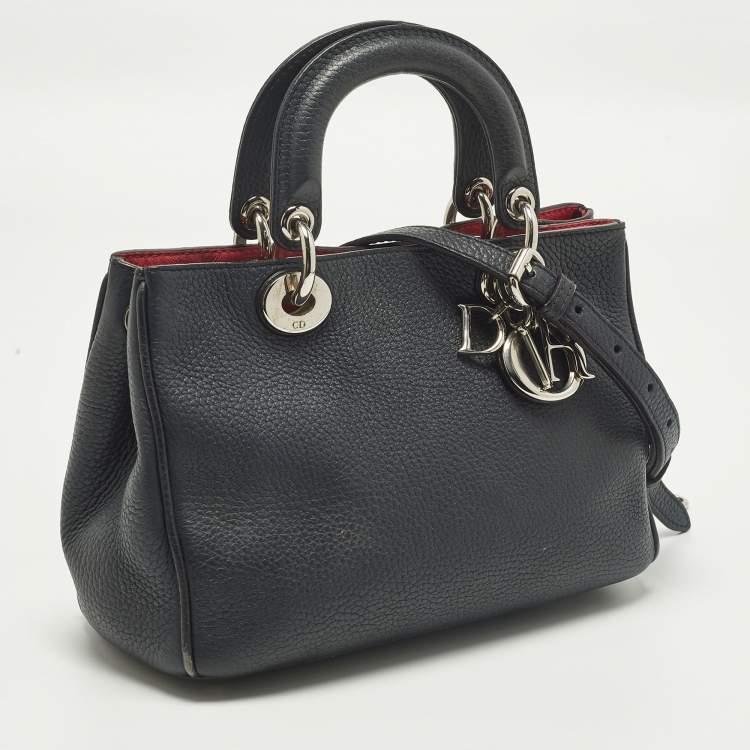 Pre Owned Dior Diorissimo Small Navy Blue Leather Tote