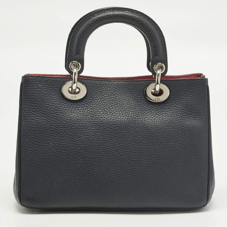 Pre Owned Dior Diorissimo Small Navy Blue Leather Tote