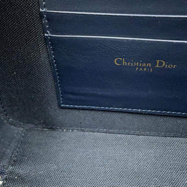 Pre Owned Dior Oblique 30Montaigne Box Bag Shoulder Bag Beige/Navy Canvas