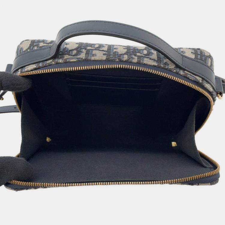 Pre Owned Dior Oblique 30Montaigne Box Bag Shoulder Bag Beige/Navy Canvas