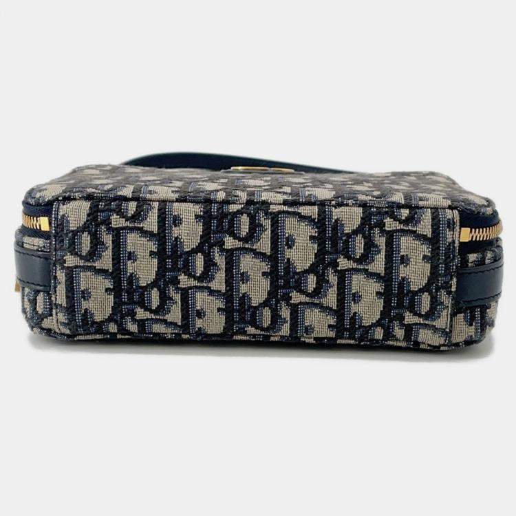 Pre Owned Dior Oblique 30Montaigne Box Bag Shoulder Bag Beige/Navy Canvas