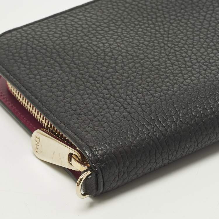 مملوكة مسبقًا Dior Diorissimo Voyageur Black Leather Zip Around Wallet