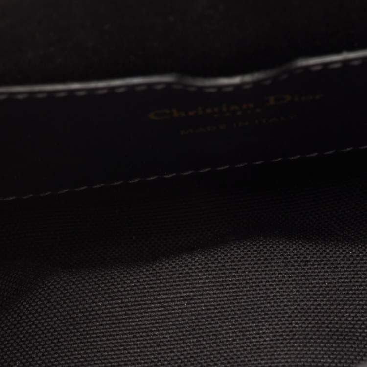 Pre Owned Dior Bobby Medium Navy Blue/Beige Oblique Jacquard and Leather Shoulder Bag