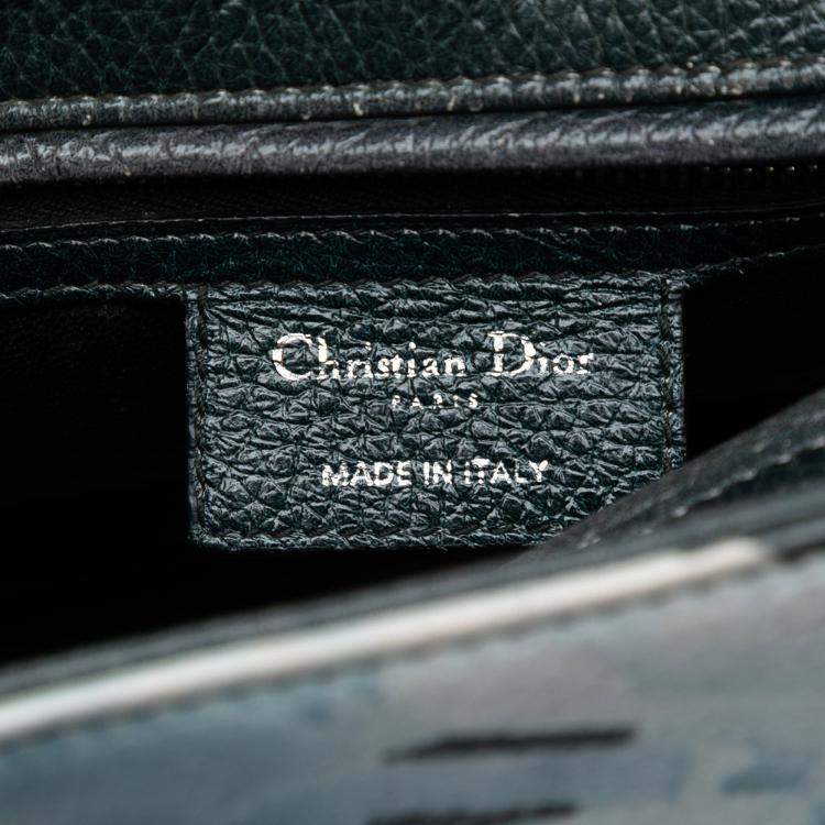 Pre Owned Dior Green Medium Deerskin Floral Print Lady Dior