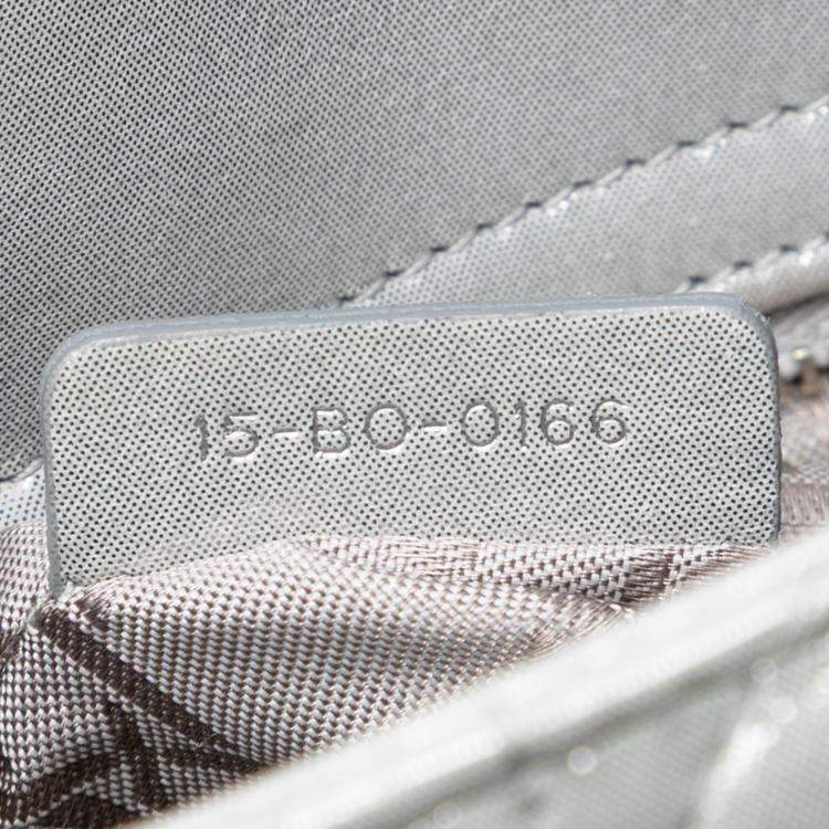 Pre Owned Dior Silver Mini Iridescent Lambskin Cannage Lady Dior