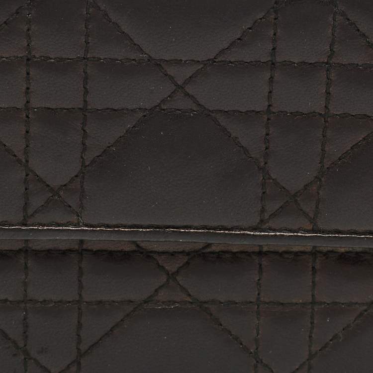 Pre Owned Dior Lady Dior Black Cannage Leather French Wallet