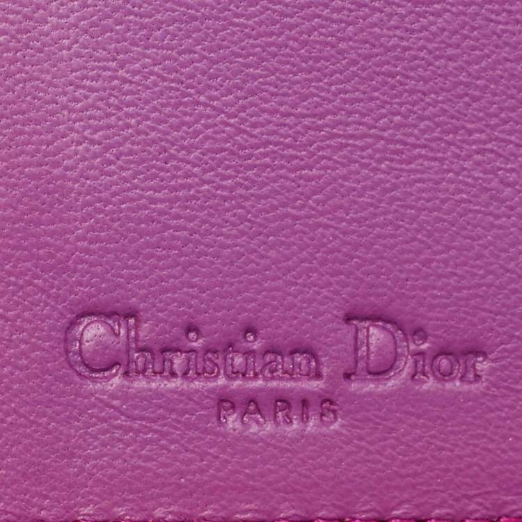 Pre Owned Dior Lady Dior Purple Cannage Leather French Wallet